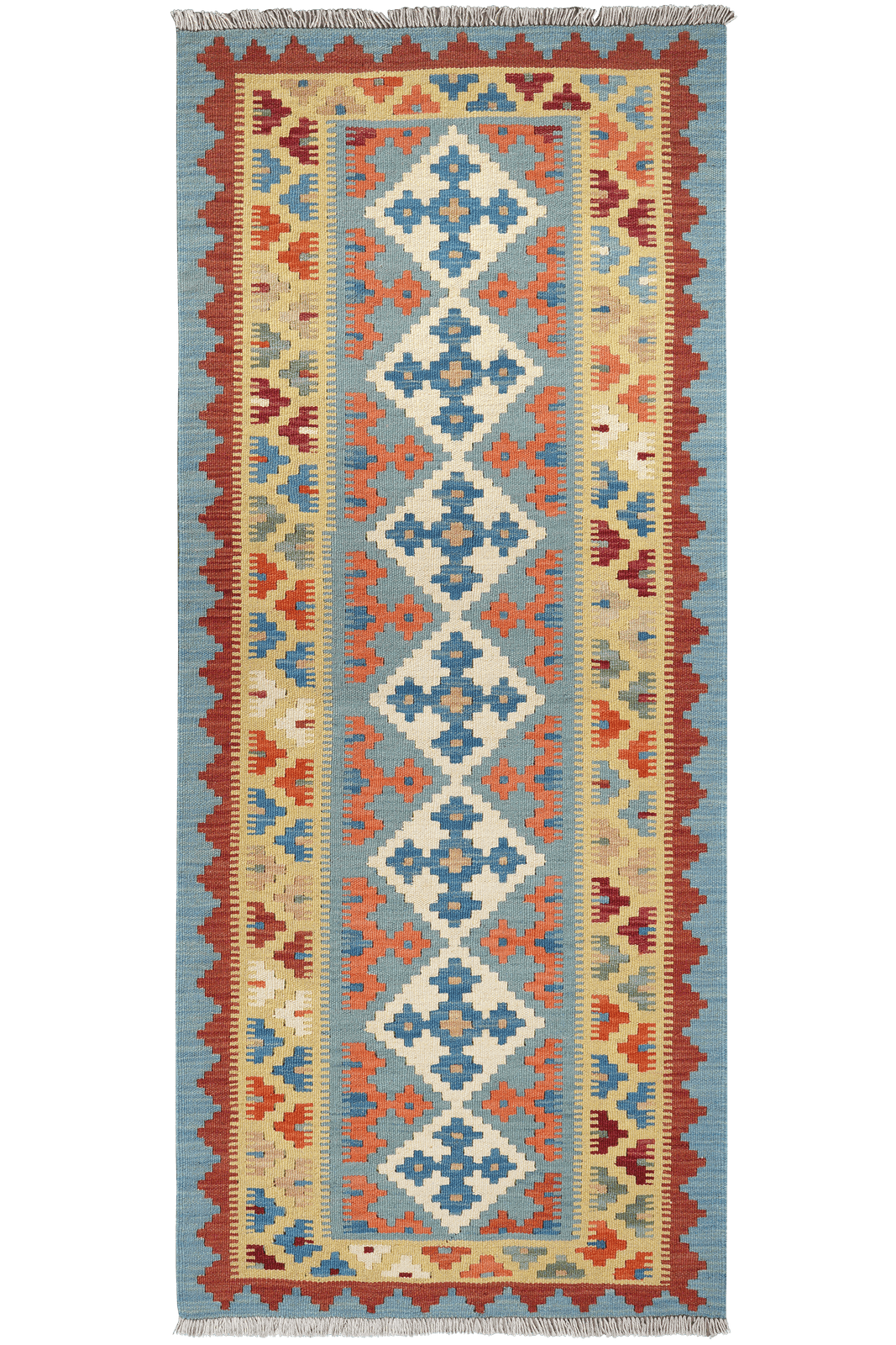 Kelim Gashgai — Handmade, 81x196 cm, Blue, 100% Virgin Wool | Main view