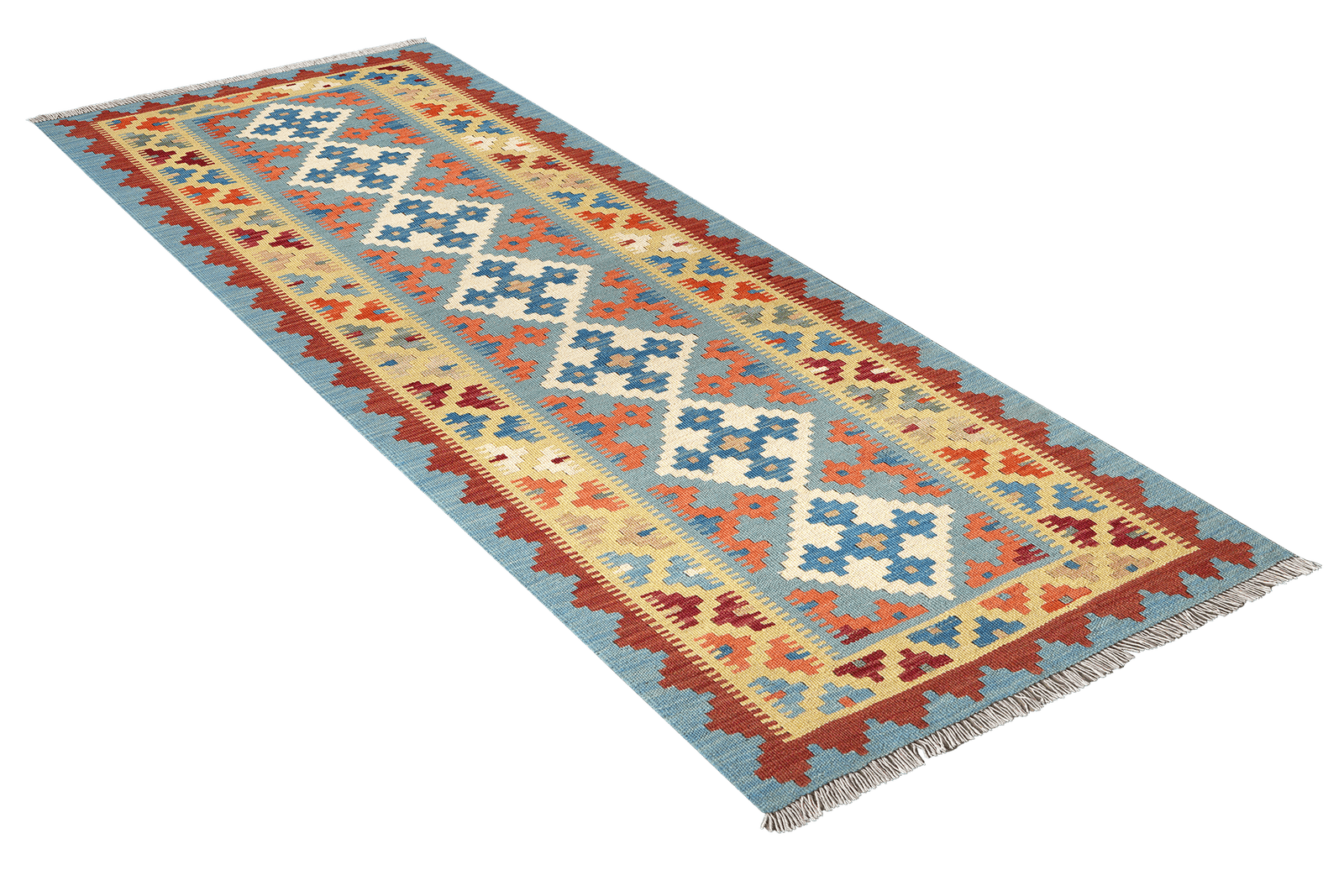 Kelim Gashgai — Handmade, 81x196 cm, Blue, 100% Virgin Wool | View 4