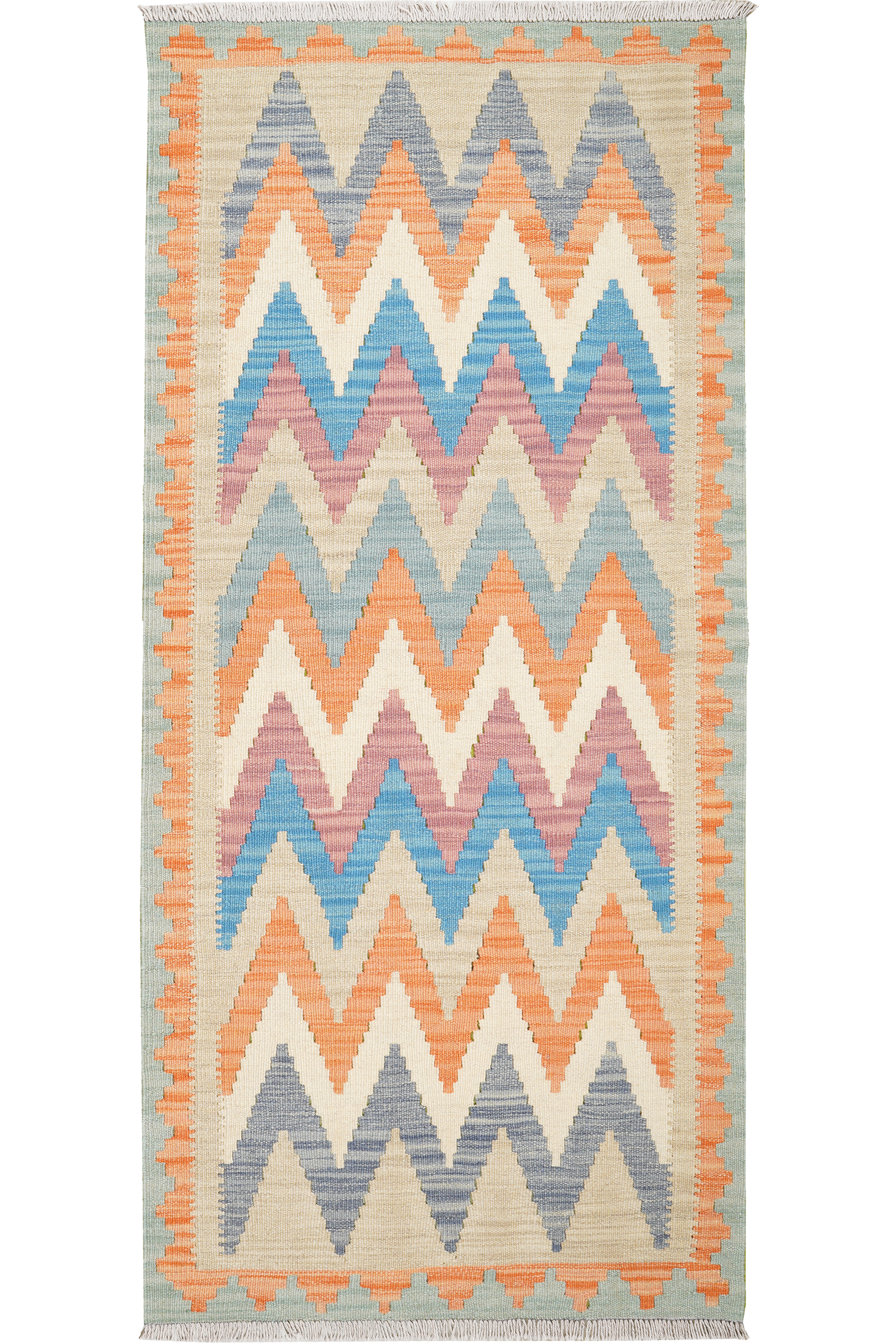 Kelim Gashgai — Handgefertigt, 190x83 cm, Orange, 100% Virgin Wool | Main view