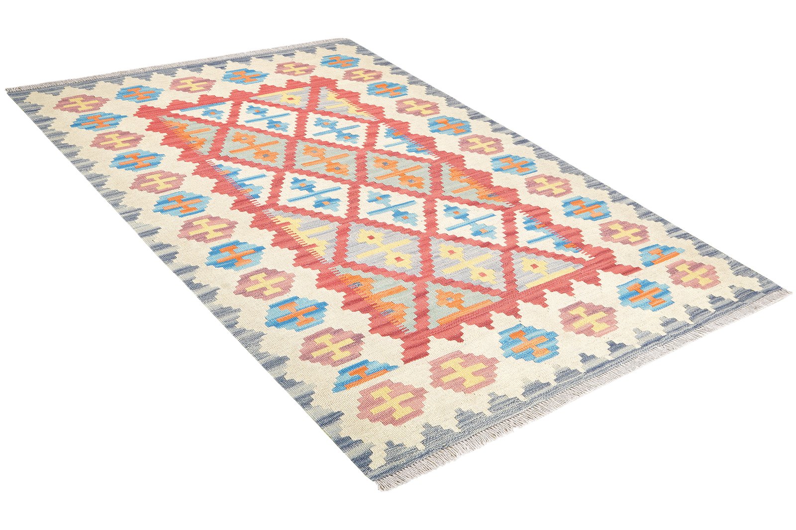 Kelim Gashgai — Handmade, 122x170 cm, Red, 100% Virgin Wool | View 4