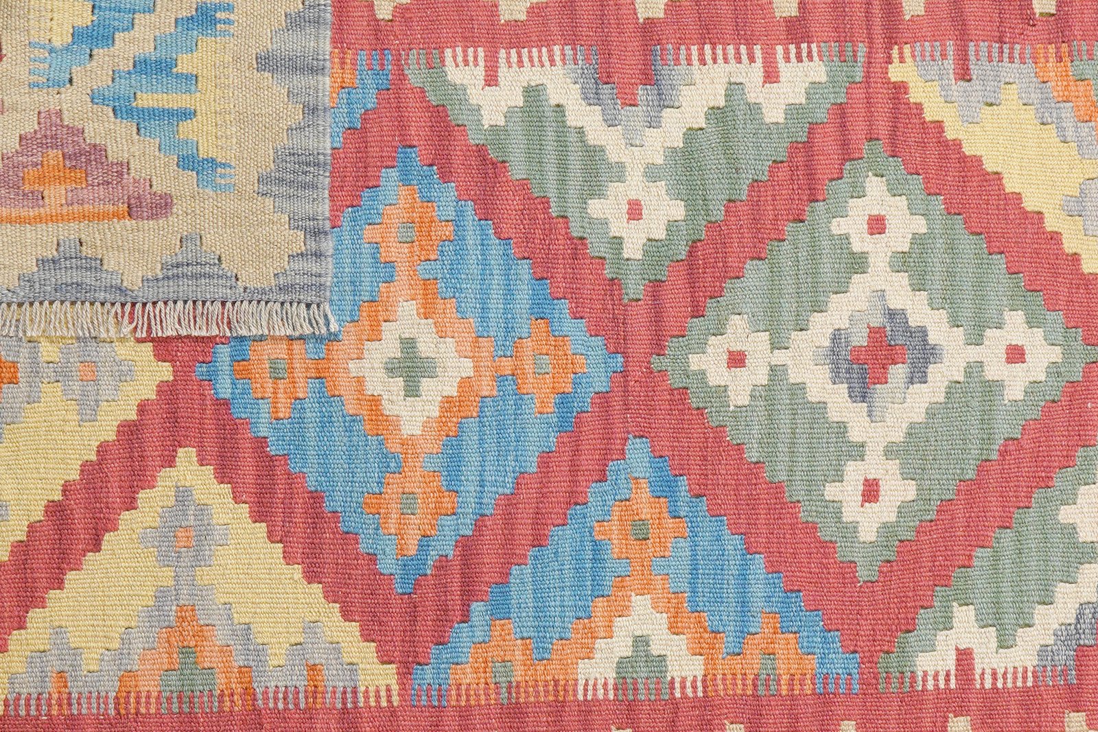 Kelim Gashgai — Handmade, 123x171 cm, Red, 100% Virgin Wool | View 6