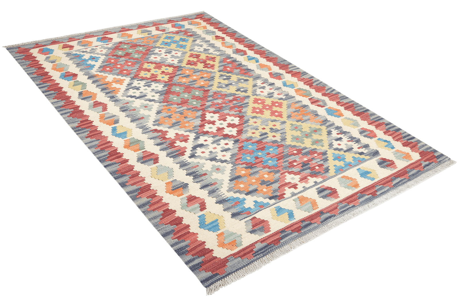 Kelim Gashgai — Handmade, 124x176 cm, Beige, 100% Virgin Wool | View 4