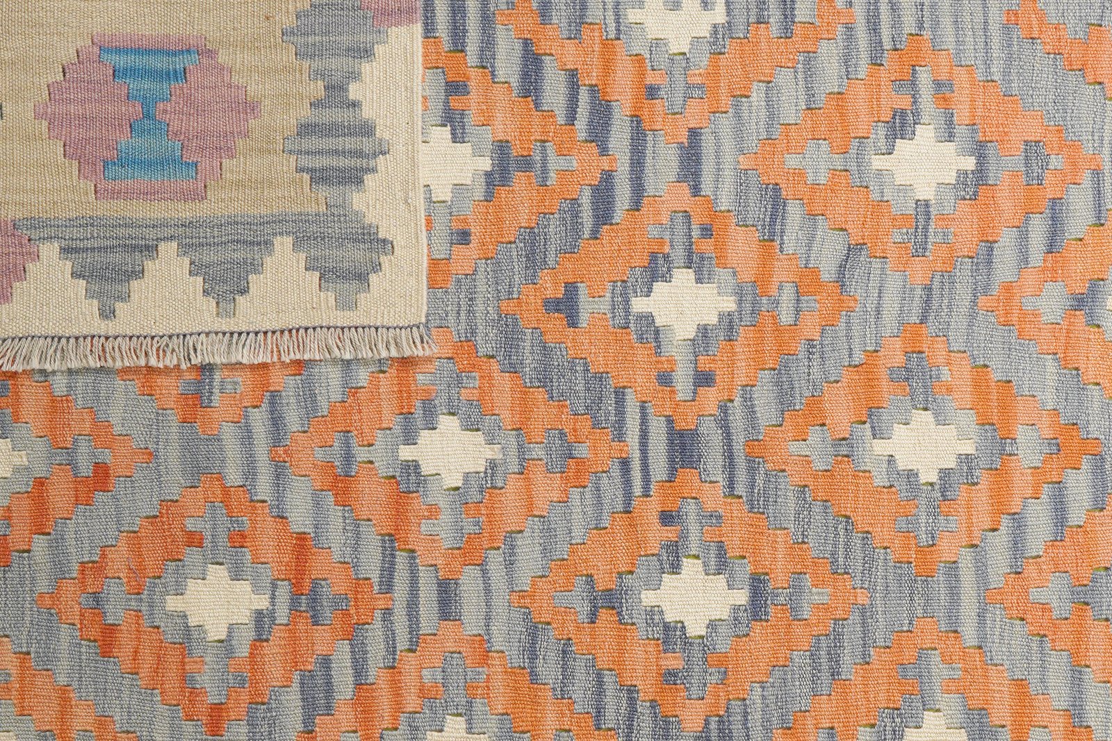 Kelim Gashgai — Handmade, 171x241 cm, Blue, 100% Virgin Wool | View 6