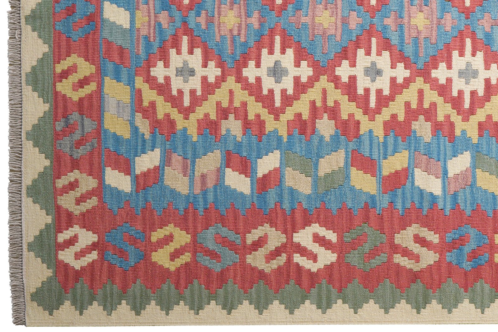 Kelim Gashgai — Handmade, 167x234 cm, Blue, 100% Virgin Wool | View 3
