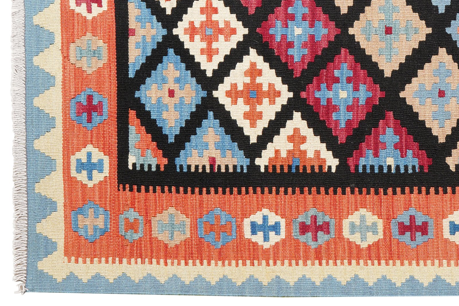 Kelim Gashgai — Handmade, 129x172 cm, Black, 100% Virgin Wool | View 3