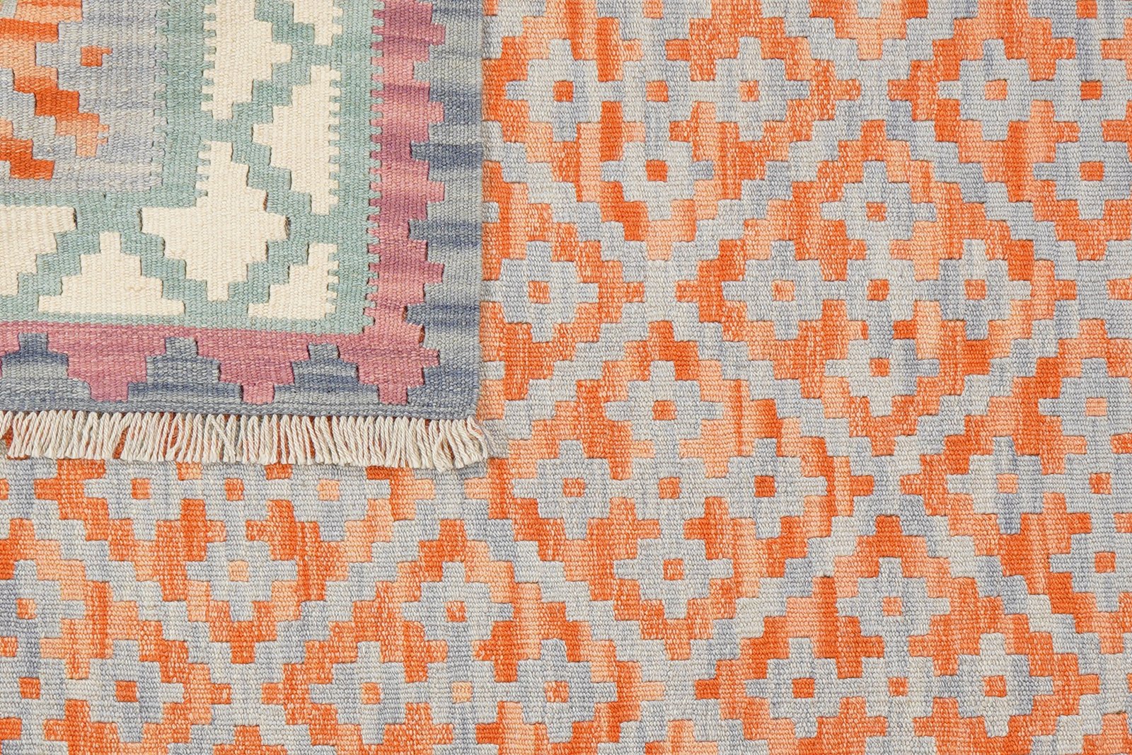 Kelim Gashgai — Handmade, 125x172 cm, Grey, 100% Virgin Wool | View 6