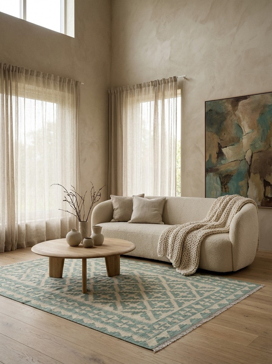 Kelim Gashgai — Handmade, 122x181 cm, Beige, 100% Virgin Wool | Detail view