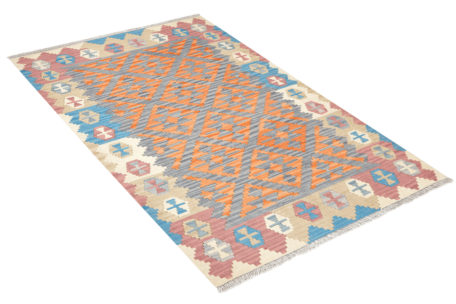 Kelim Gashgai — Handmade, 119x188 cm, Blue, 100% Virgin Wool | View 4
