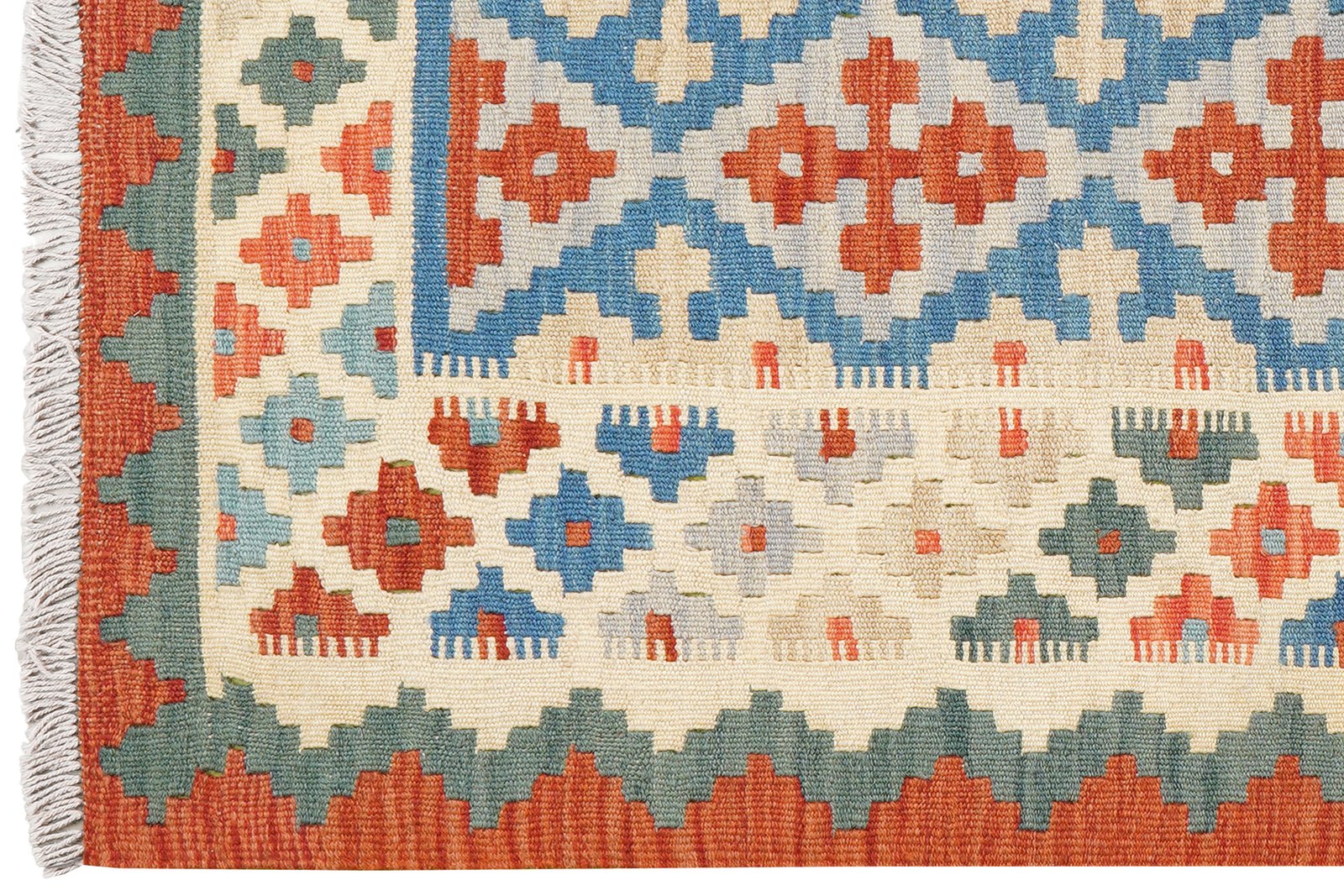 Kelim Gashgai — Handmade, 109x152 cm, Blue, 100% Virgin Wool | View 3