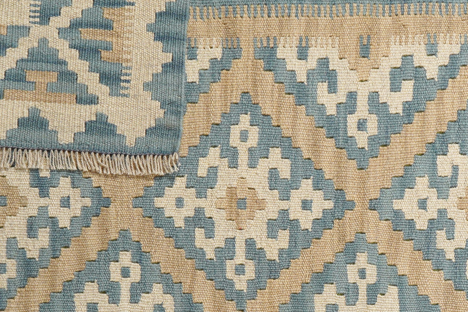 Kelim Gashgai — Handgefertigt, 166x127 cm, Beige, 100% Virgin Wool | View 7