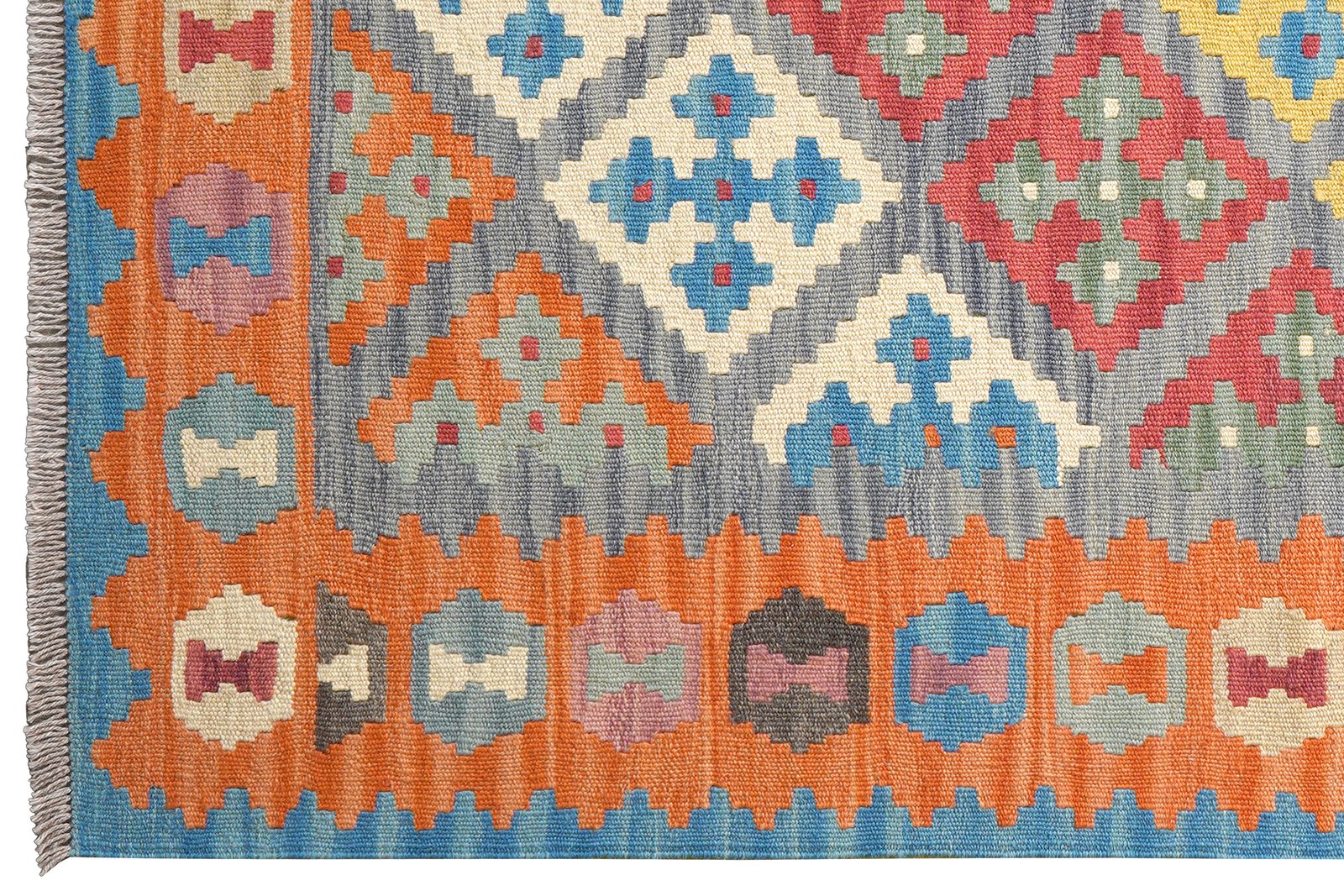 Kelim Gashgai — Handmade, 126x173 cm, Blue, 100% Virgin Wool | View 3