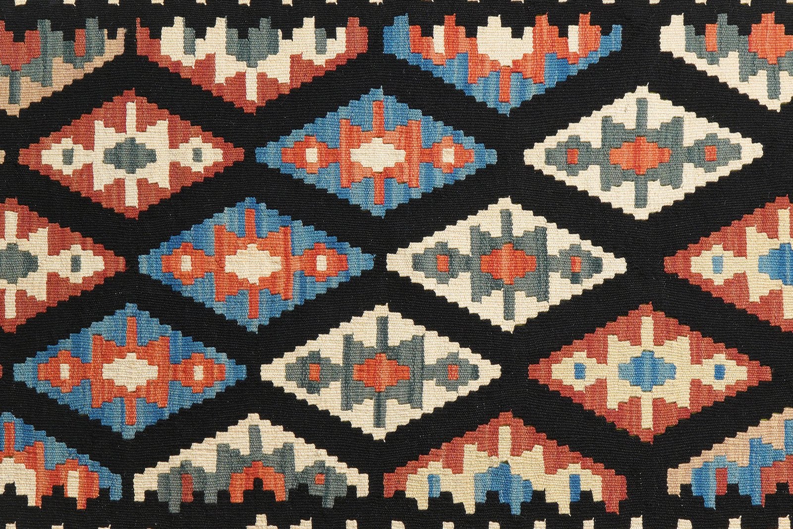 Kelim Gashgai — Handmade, 150x194 cm, Black, 100% Virgin Wool | View 5