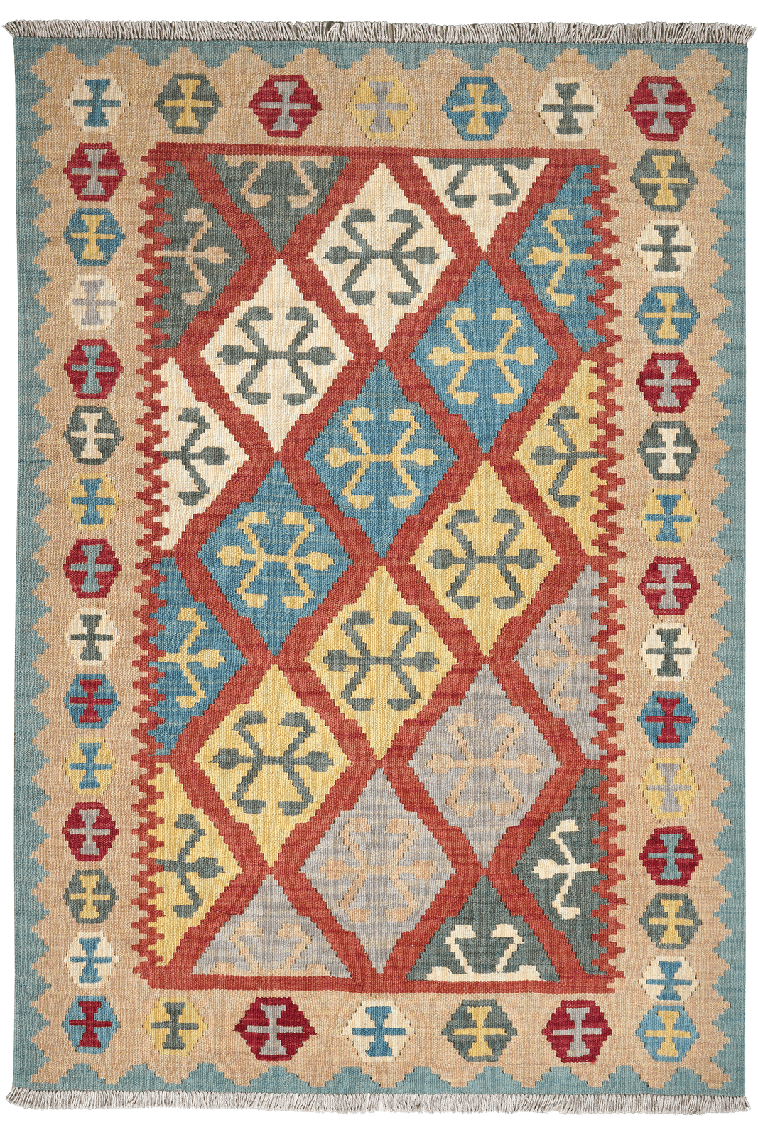 Kelim Gashgai — Handmade, 121x179 cm, Red, 100% Virgin Wool | Main view
