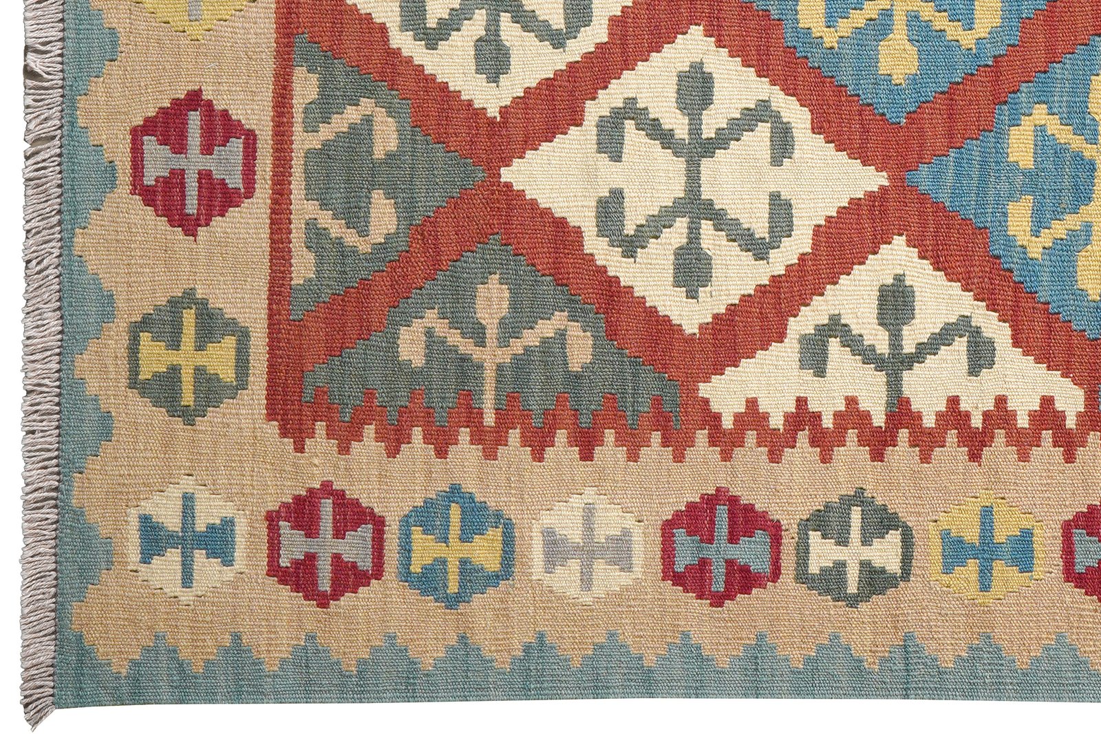 Kelim Gashgai — Handmade, 121x179 cm, Red, 100% Virgin Wool | View 3