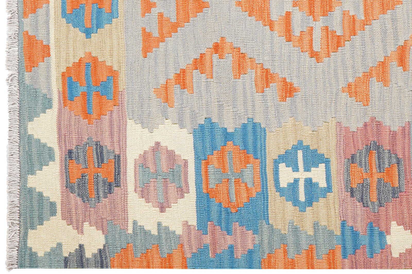 Kelim Gashgai — Handmade, 127x184 cm, Grey, 100% Virgin Wool | View 3
