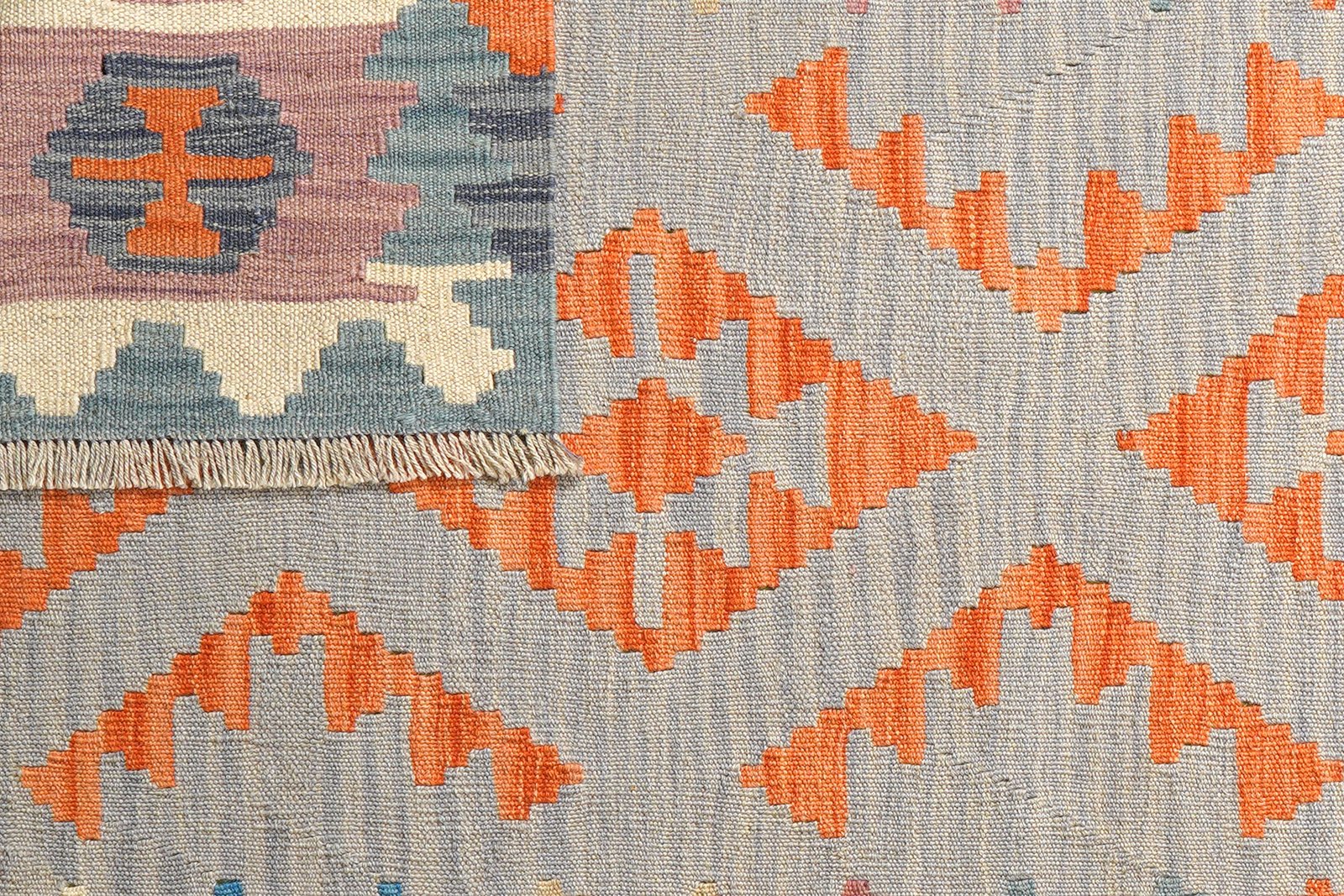 Kelim Gashgai — Handmade, 127x184 cm, Grey, 100% Virgin Wool | View 6