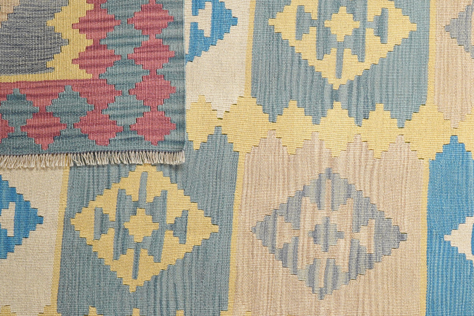 Kelim Gashgai — Handgefertigt, 243x198 cm, Blau, 100% Virgin Wool | View 7