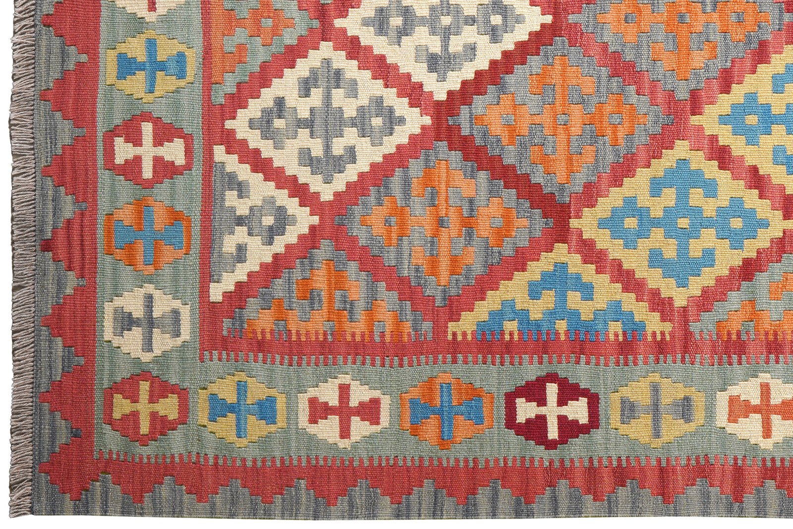 Kelim Gashgai — Handmade, 153x201 cm, Red, 100% Virgin Wool | View 3