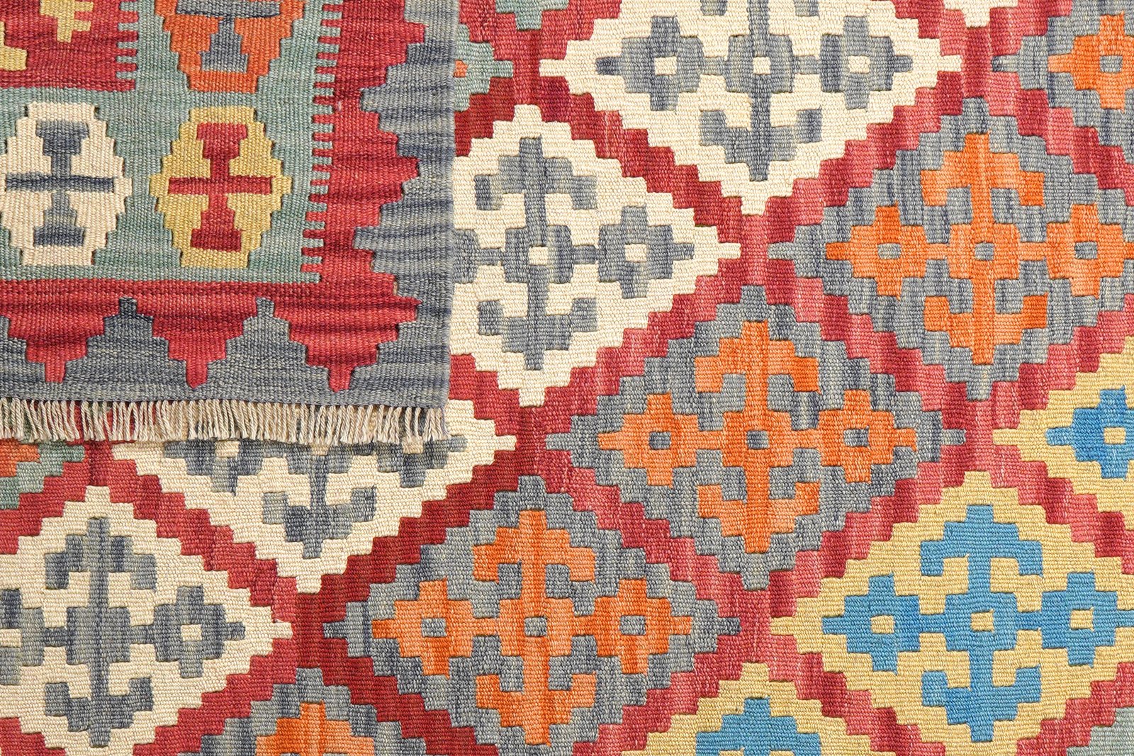 Kelim Gashgai — Handmade, 153x201 cm, Red, 100% Virgin Wool | View 6