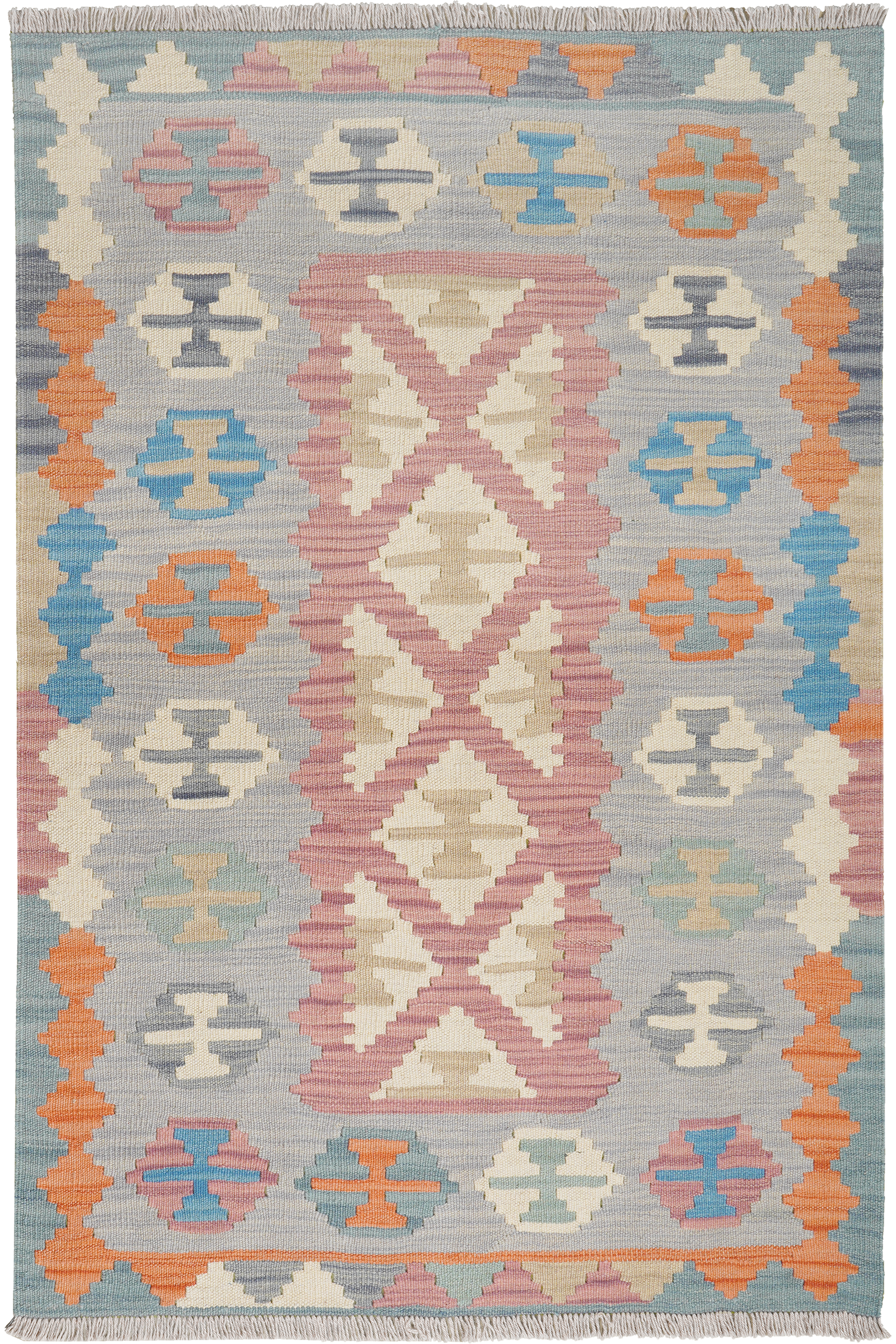 Kelim Gashgai — Handgefertigt, 157x104 cm, Grau, 100% Virgin Wool | Main view