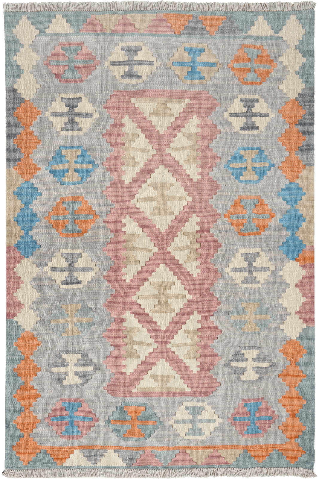 Kelim Gashgai — Handmade, 104x157 cm, Pink, 100% Virgin Wool | Main view