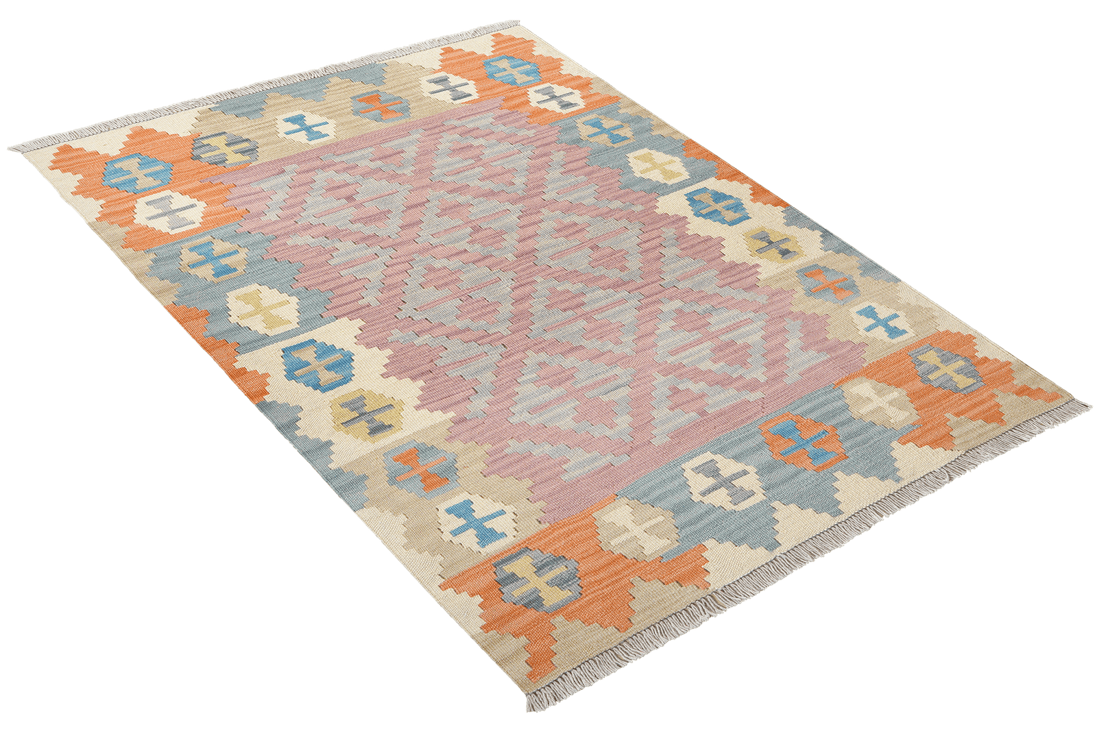 Kelim Gashgai — Handmade, 104x140 cm, Grey, 100% Virgin Wool | View 4