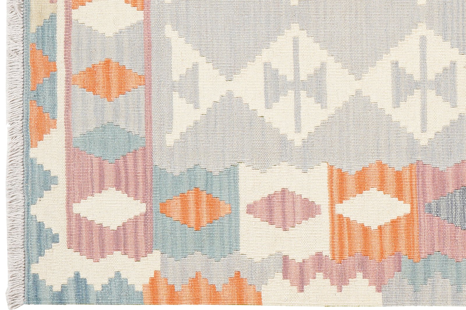 Kelim Gashgai — Handmade, 106x153 cm, Grey, 100% Virgin Wool | View 3