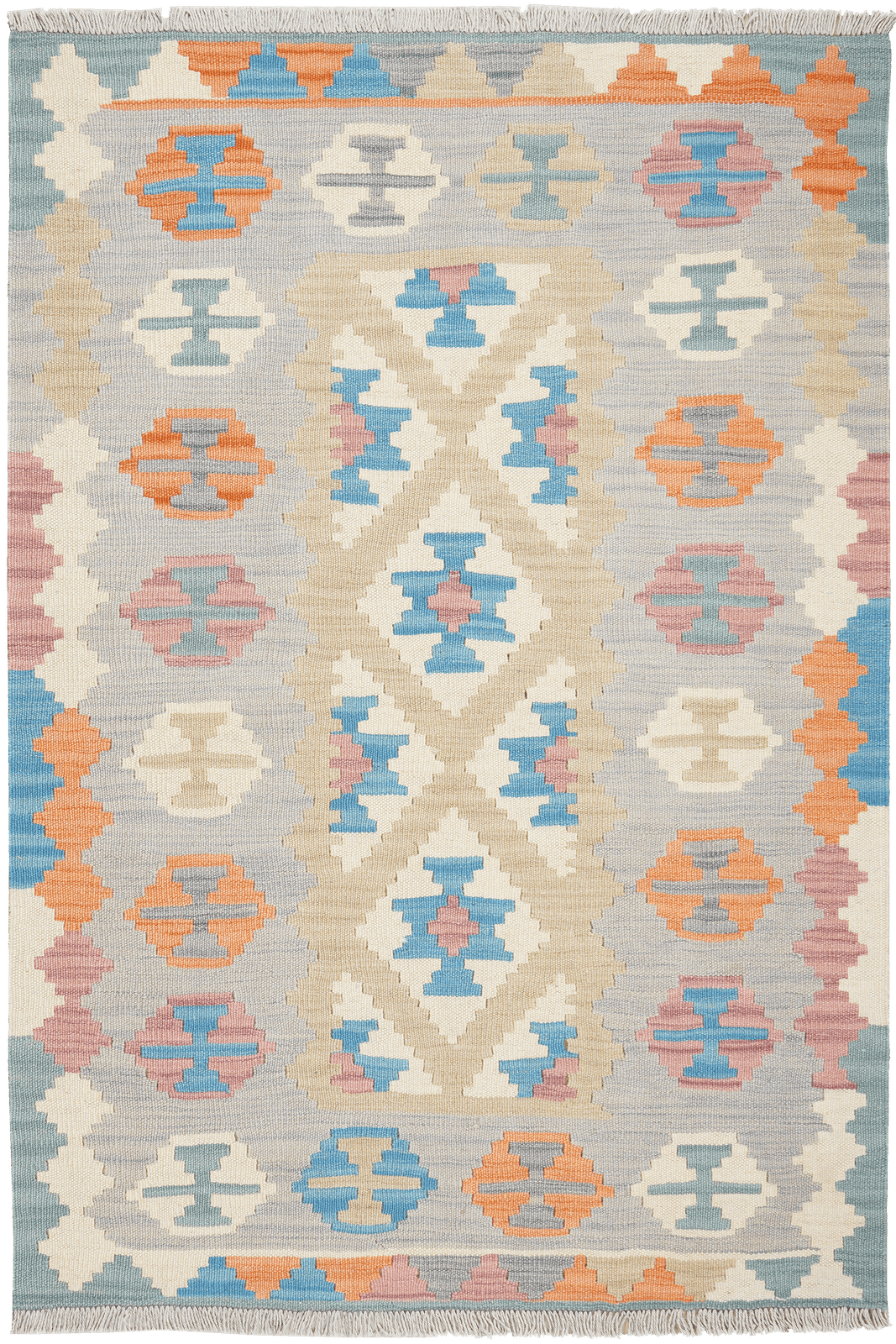 Kelim Gashgai — Handmade, 104x155 cm, Beige, 100% Virgin Wool | Main view