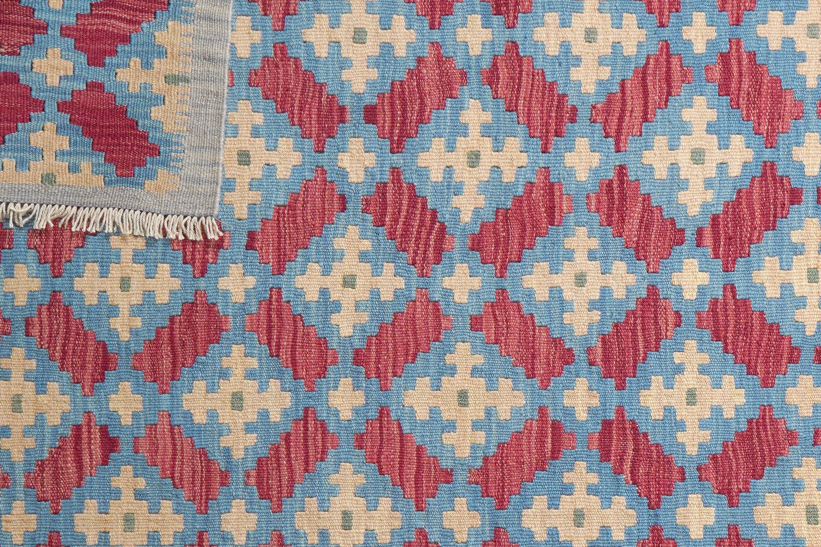 Kelim Gashgai — Handmade, 128x175 cm, Blue, 100% Virgin Wool | View 6