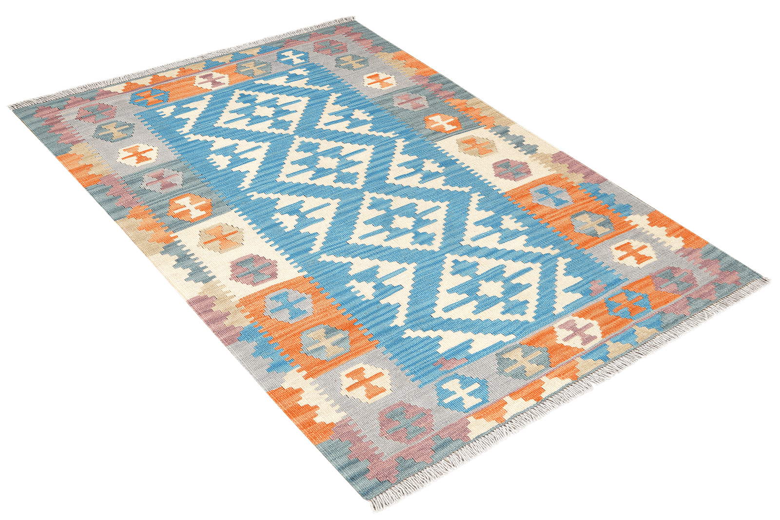 Kelim Gashgai — Handmade, 100x148 cm, Blue, 100% Virgin Wool | View 4