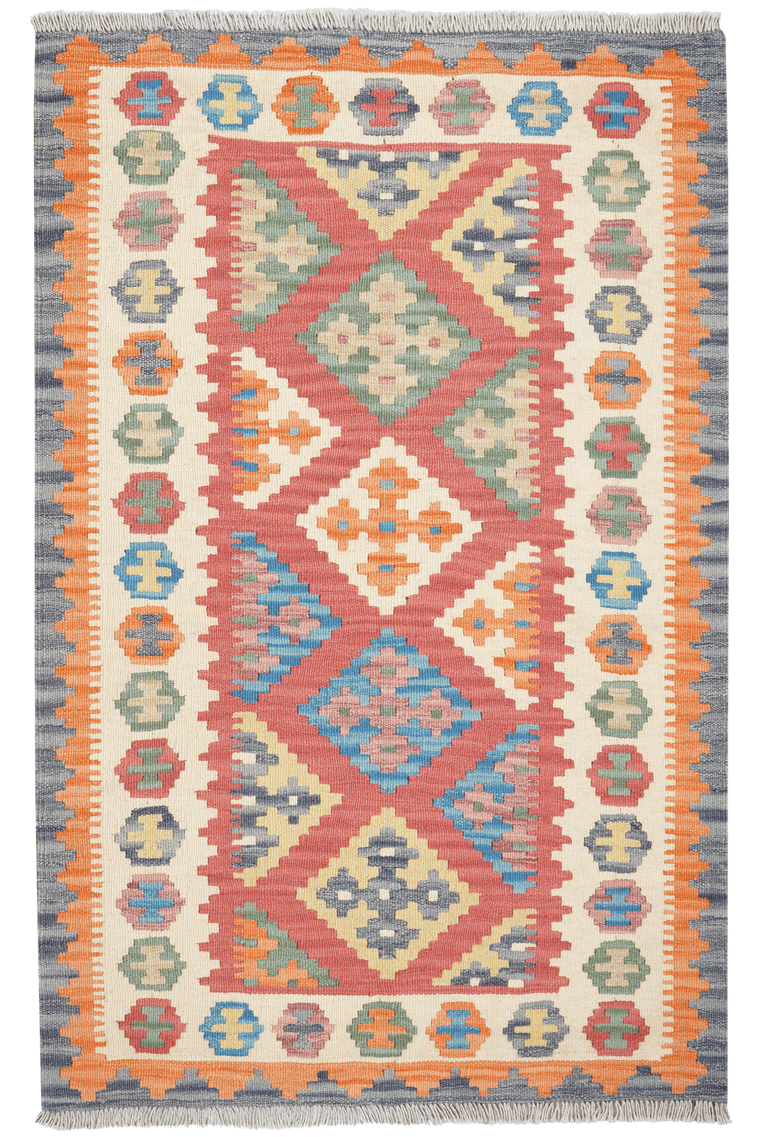 Kelim Gashgai — Handmade, 103x160 cm, Red, 100% Virgin Wool | Main view