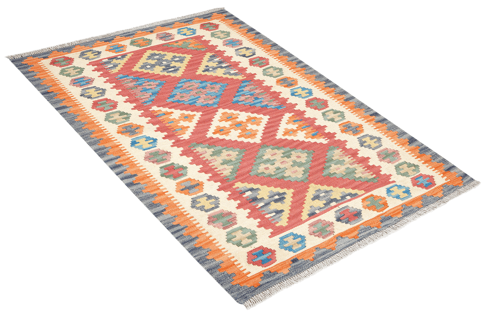 Kelim Gashgai — Handmade, 103x160 cm, Red, 100% Virgin Wool | View 4