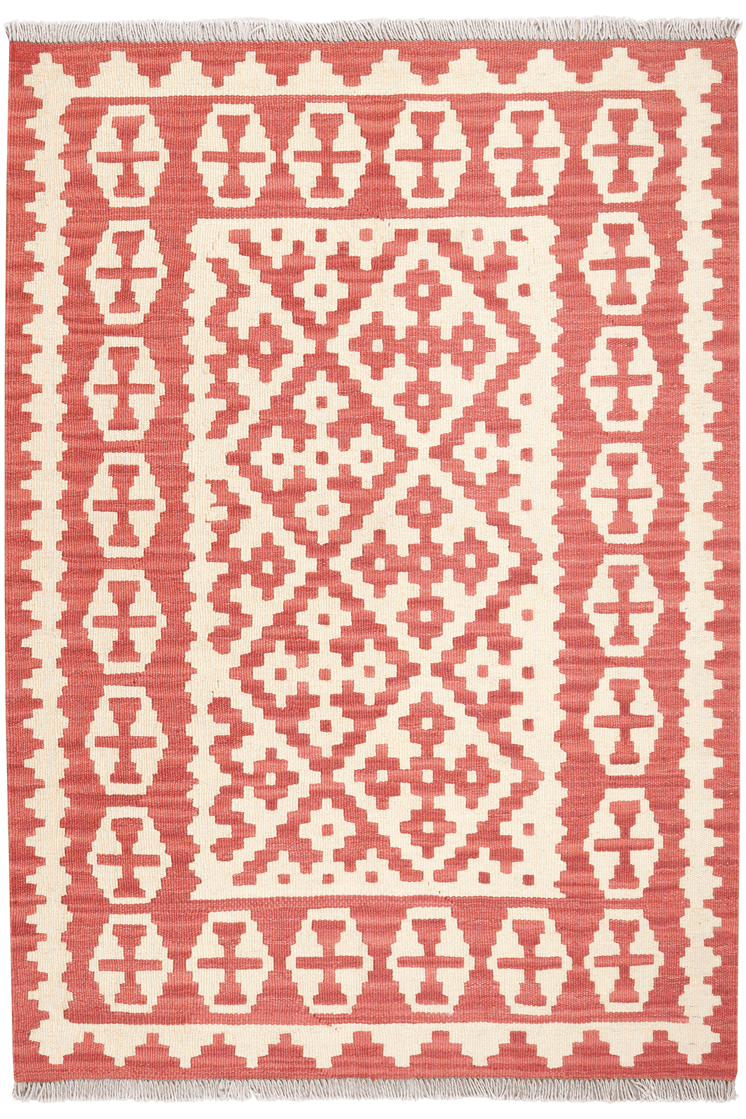 Kelim Gashgai — Handmade, 105x150 cm, Beige, 100% Virgin Wool | Main view