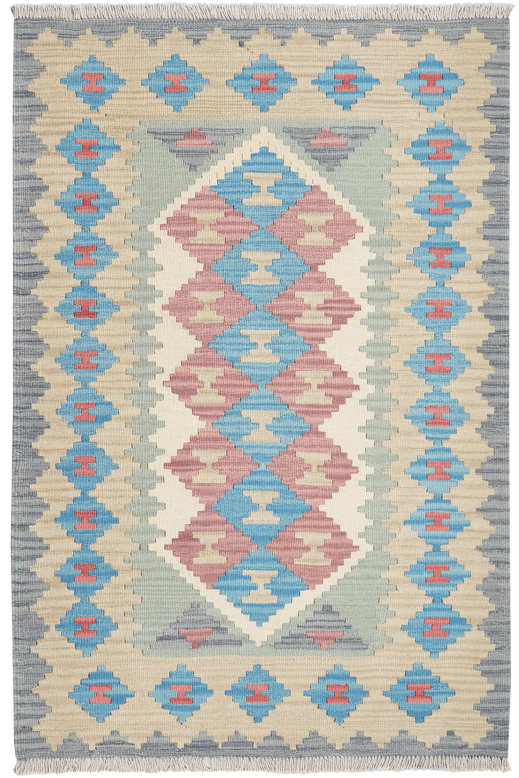 Kelim Gashgai — Handmade, 99x151 cm, Beige, 100% Virgin Wool | Main view