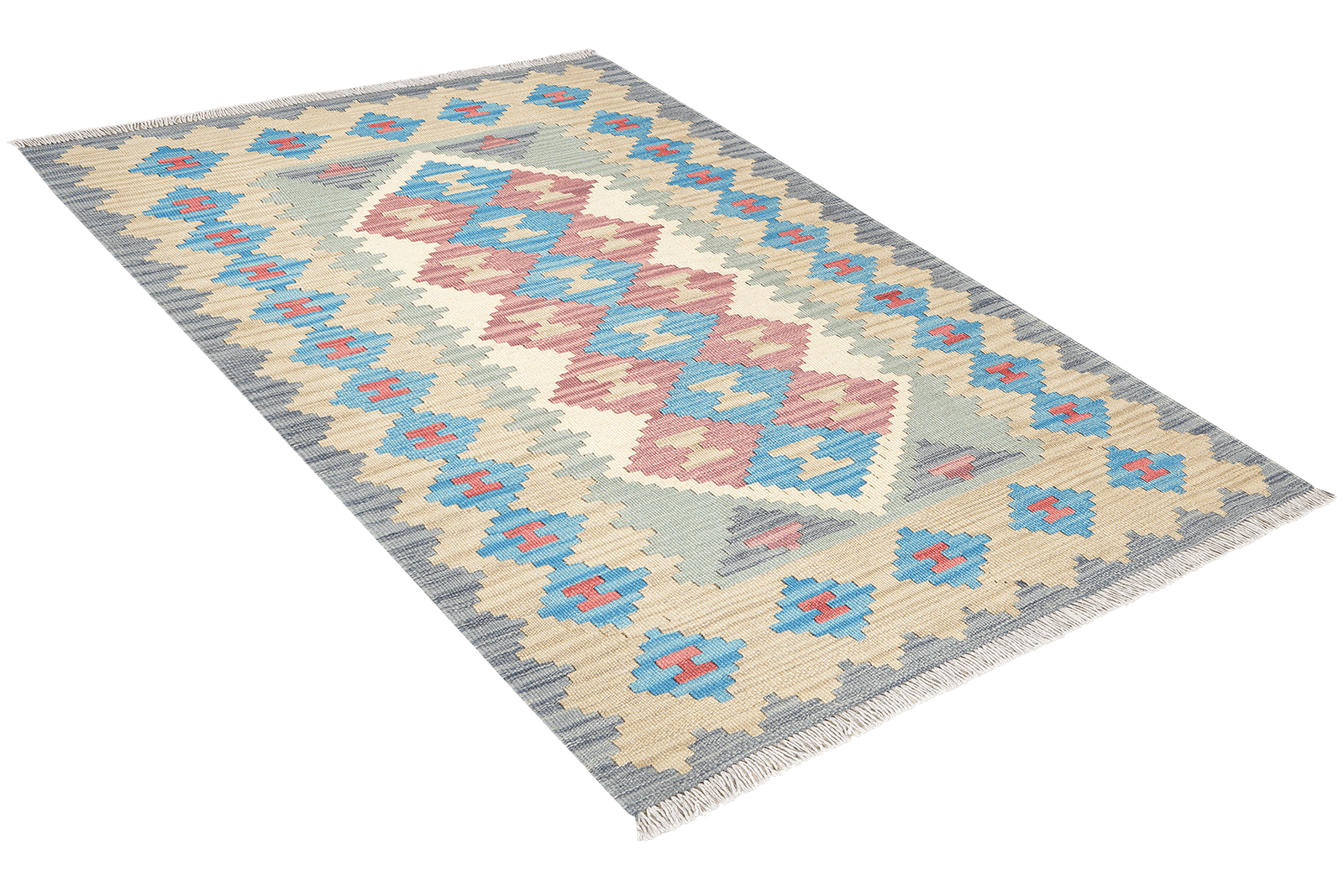 Kelim Gashgai — Handmade, 99x151 cm, Beige, 100% Virgin Wool | View 4