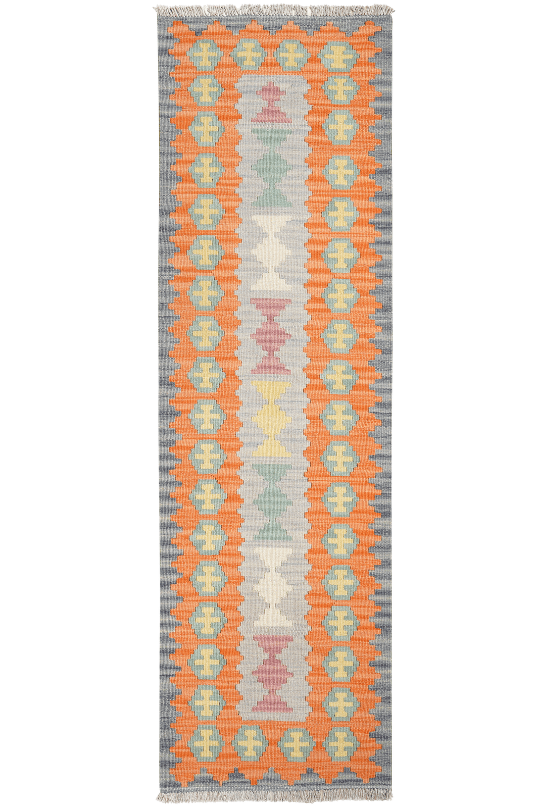 Kelim Gashgai — Handmade, 58x194 cm, Grey, 100% Virgin Wool | Main view