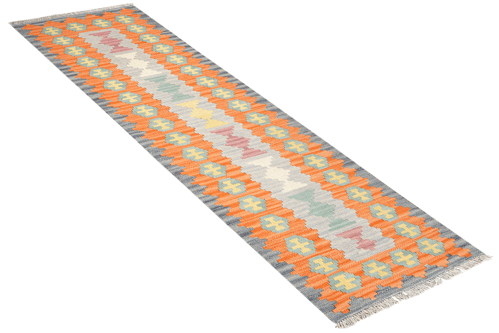 Kelim Gashgai — Handmade, 58x194 cm, Grey, 100% Virgin Wool | View 4
