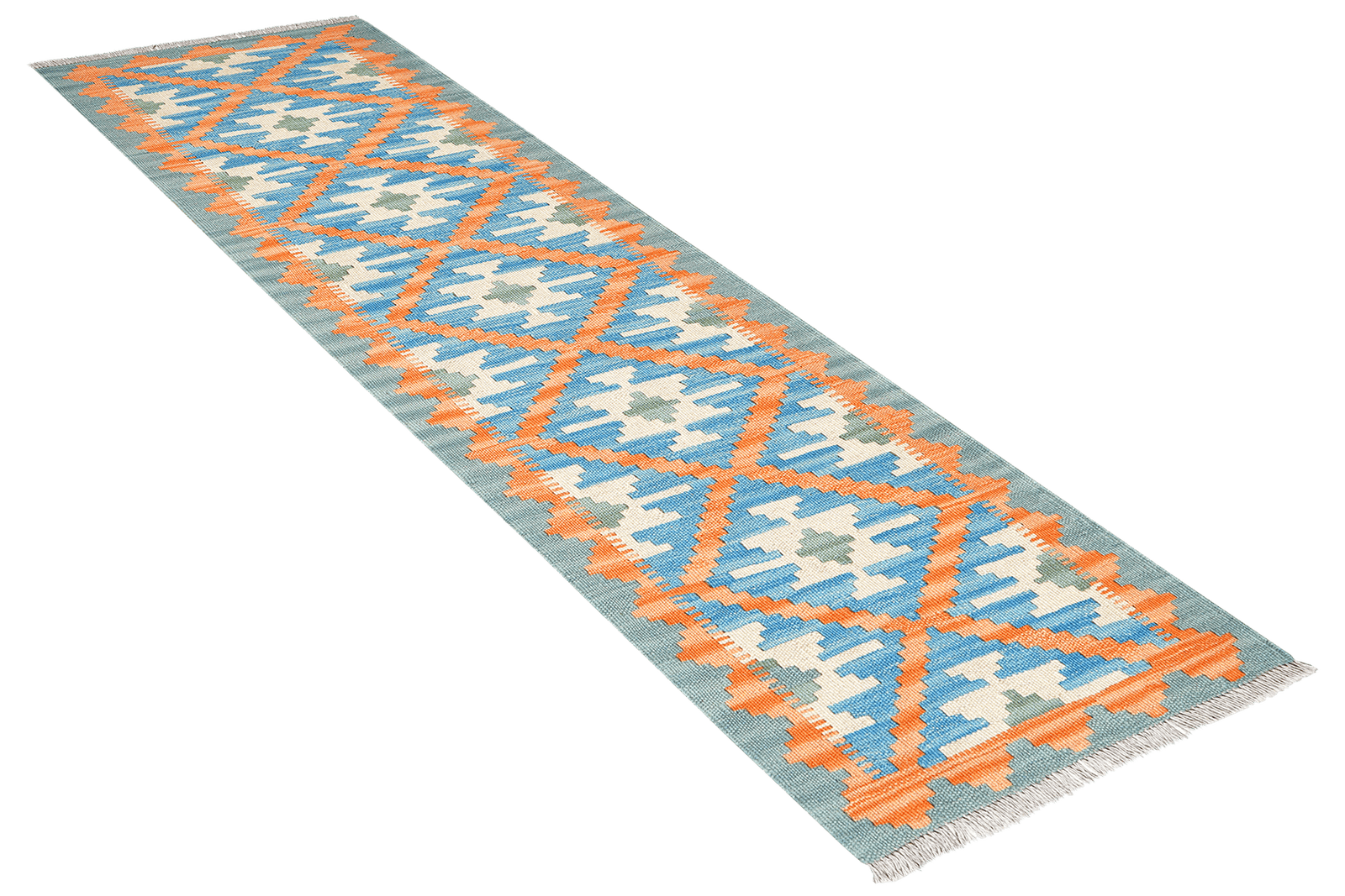 Kelim Gashgai — Handmade, 63x191 cm, Blue, 100% Virgin Wool | View 4