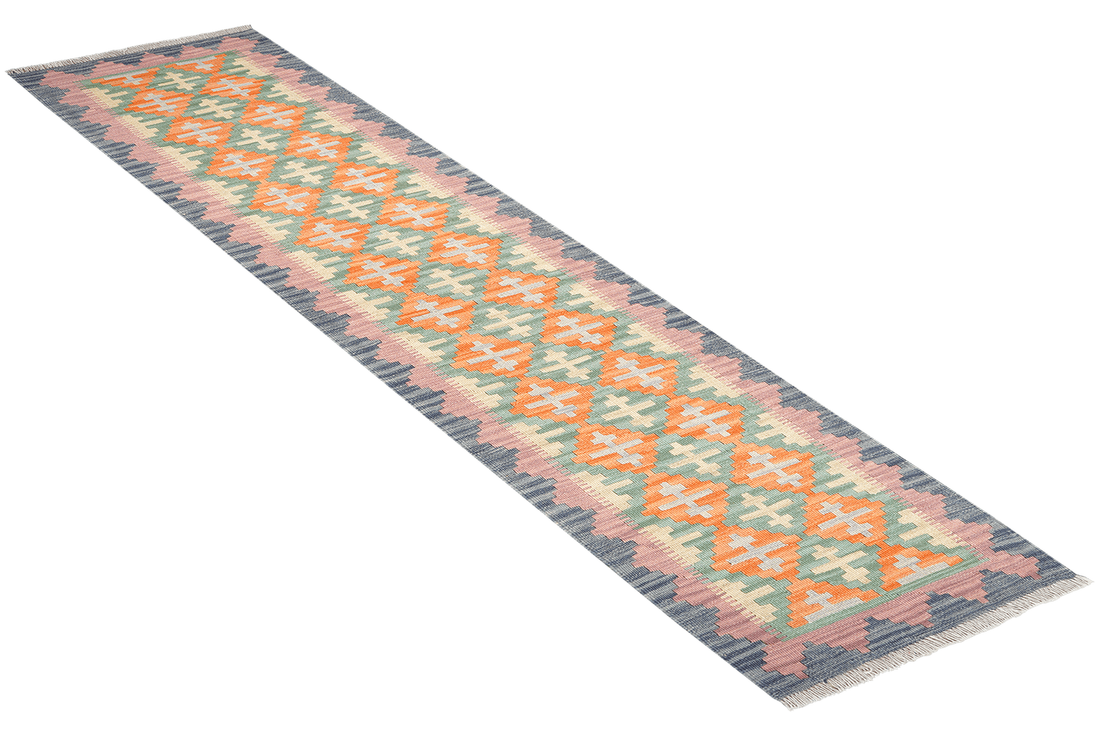 Kelim Gashgai — Handmade, 61x243 cm, Green, 100% Virgin Wool | View 4