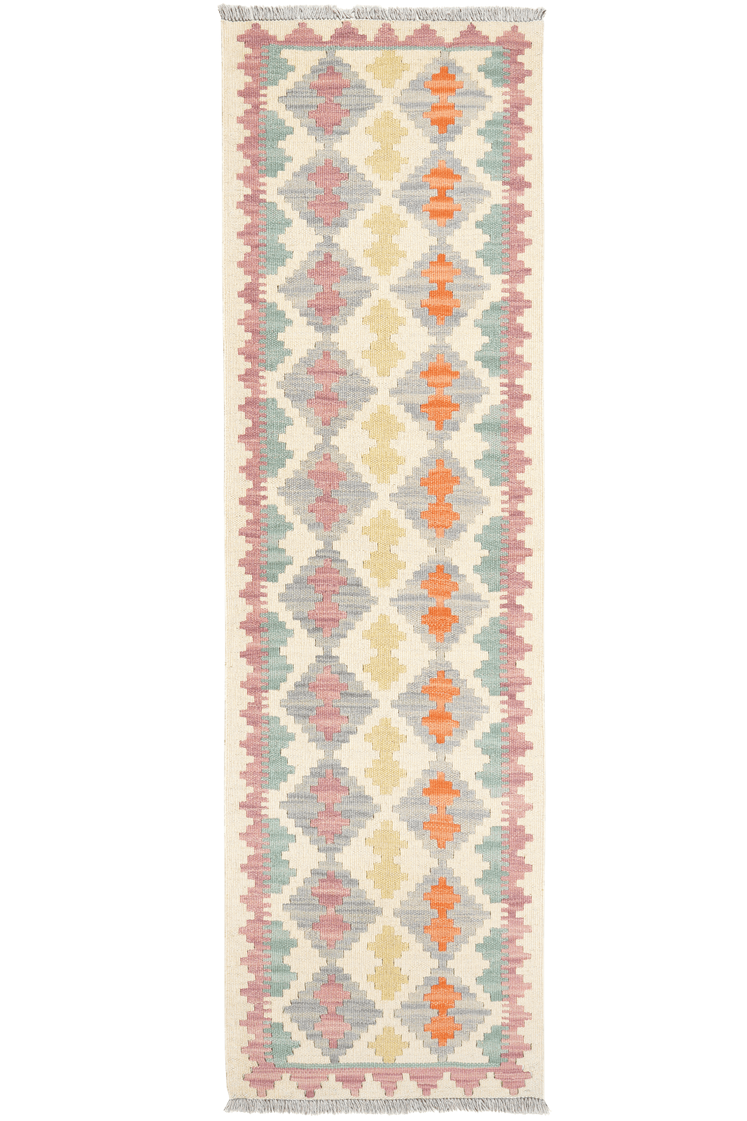 Kelim Gashgai — Handmade, 60x200 cm, Beige, 100% Virgin Wool | Main view