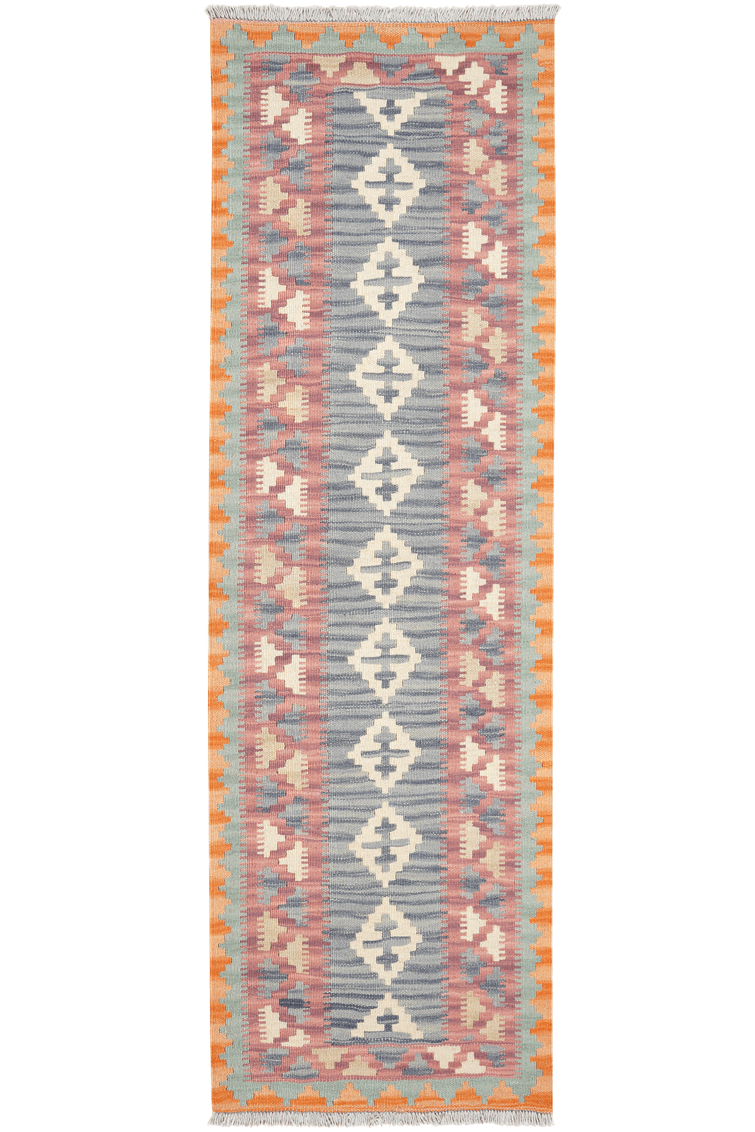 Kelim Gashgai — Handmade, 64x206 cm, Grey, 100% Virgin Wool | Main view