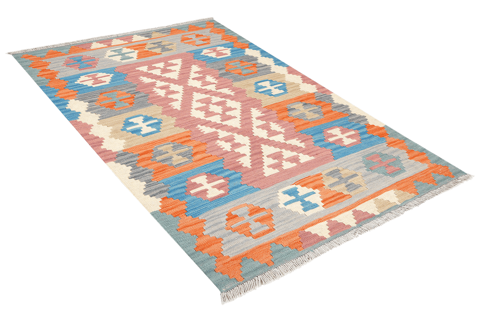 Kelim Gashgai — Handmade, 105x154 cm, Pink, 100% Virgin Wool | View 4