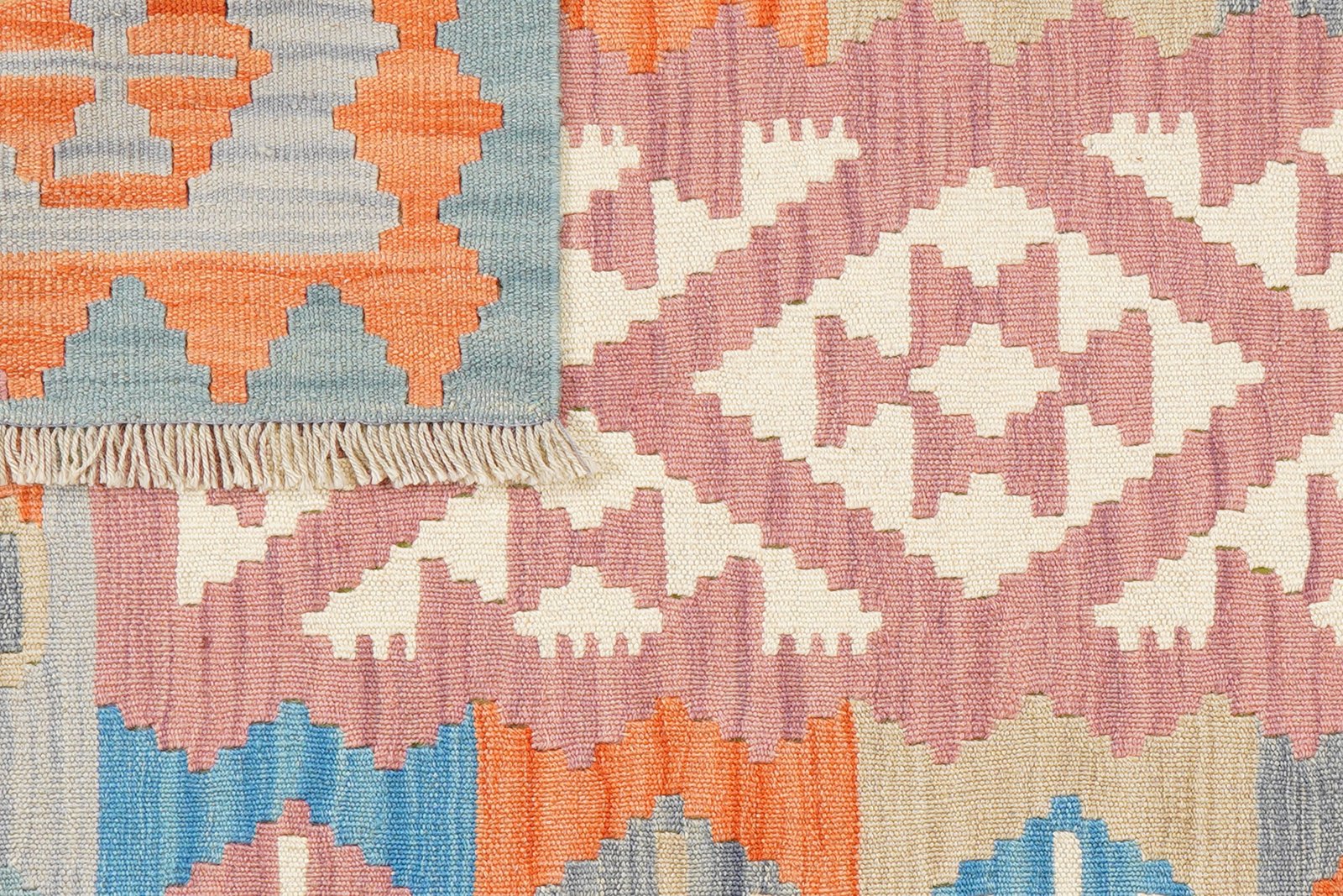 Kelim Gashgai — Handmade, 105x154 cm, Pink, 100% Virgin Wool | View 6