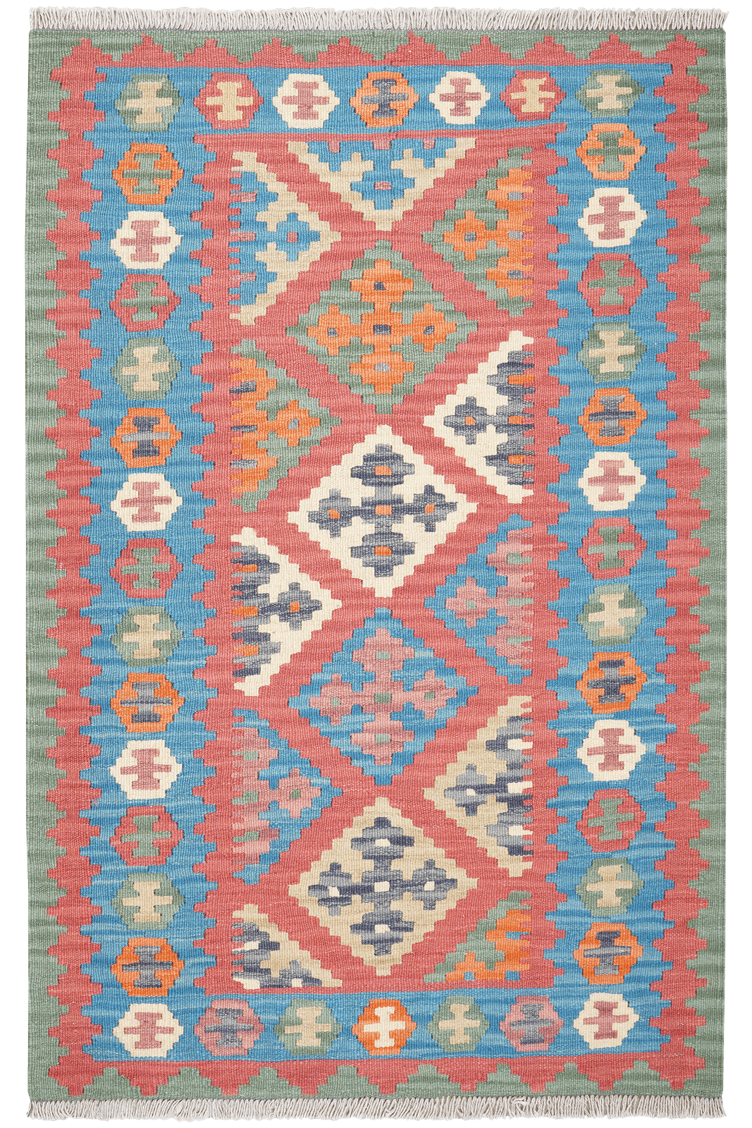 Kelim Gashgai — Handmade, 101x155 cm, Red, 100% Virgin Wool | Main view