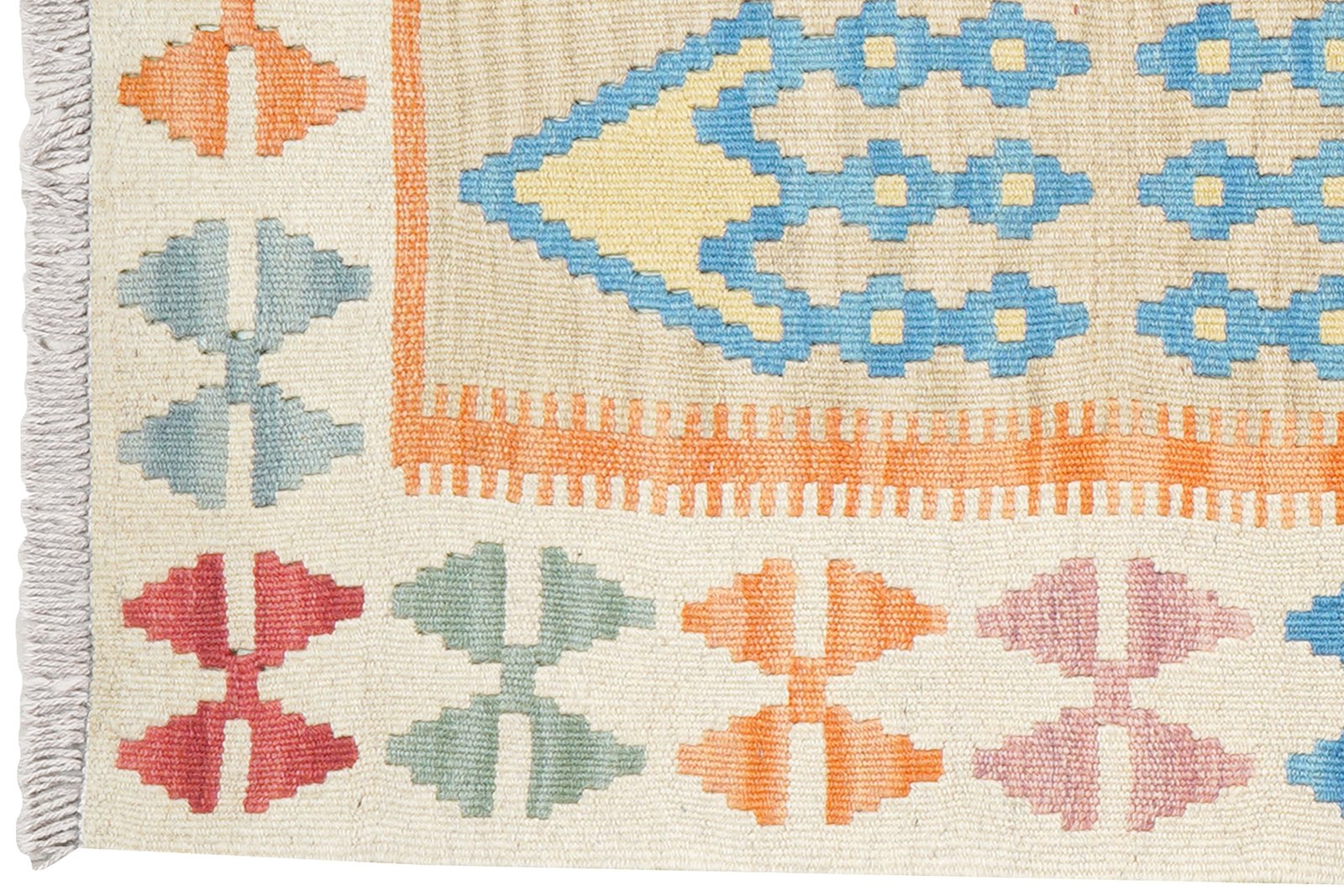 Kelim Gashgai — Handmade, 63x244 cm, Beige, 100% Virgin Wool | View 3