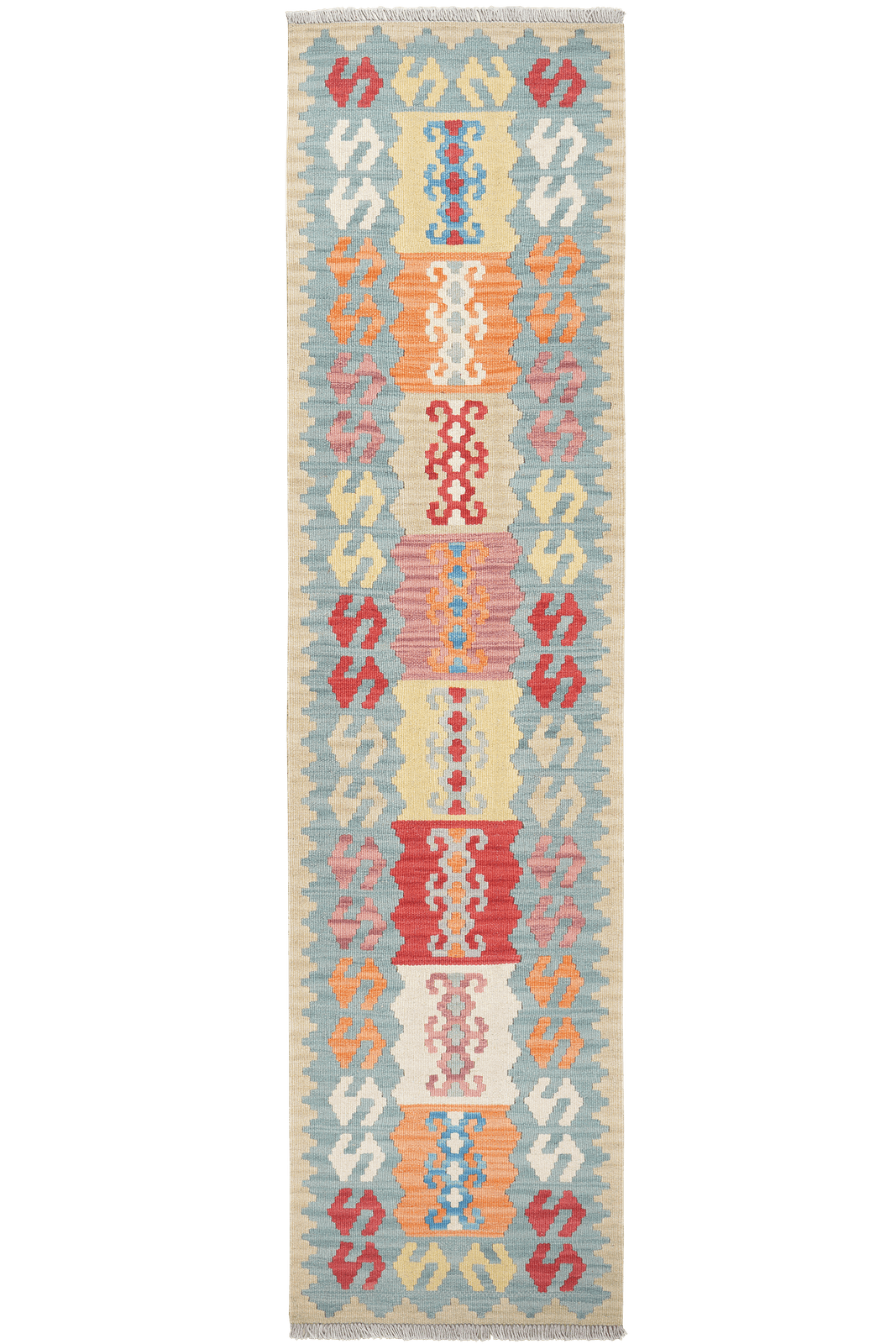 Kelim Gashgai — Handmade, 61x249 cm, Blue, 100% Virgin Wool | Main view