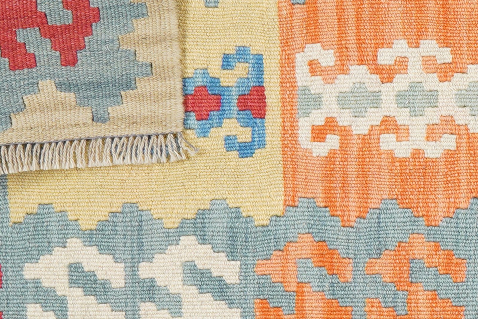 Kelim Gashgai — Handmade, 61x249 cm, Blue, 100% Virgin Wool | View 6