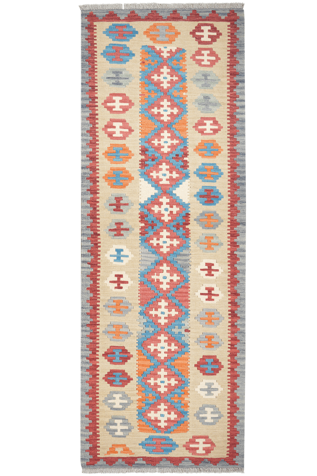 Kelim Gashgai — Handmade, 84x240 cm, Blue, 100% Virgin Wool | Main view