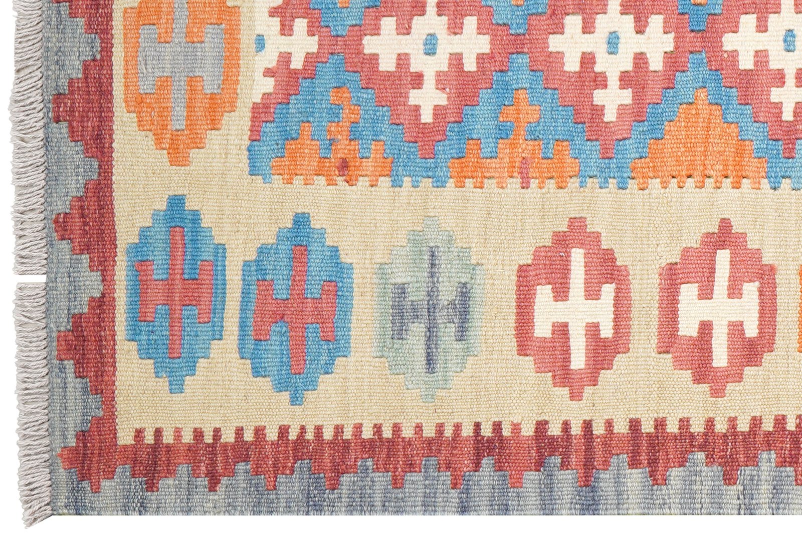 Kelim Gashgai — Handmade, 84x240 cm, Blue, 100% Virgin Wool | View 3