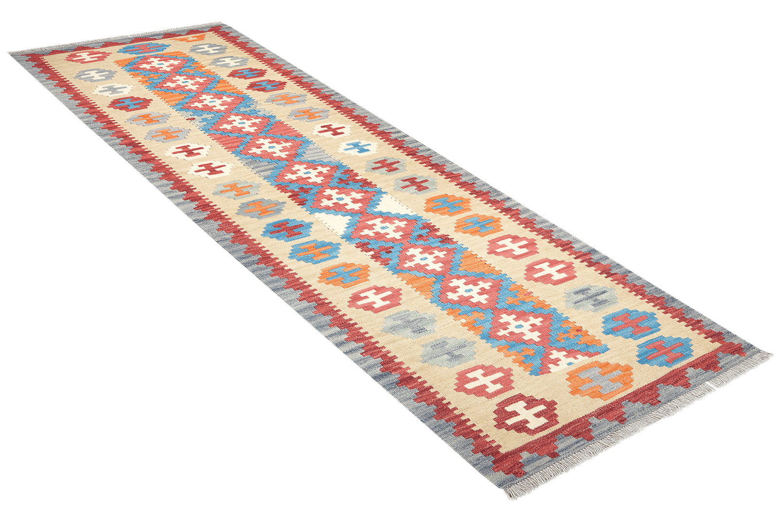 Kelim Gashgai — Handmade, 84x240 cm, Blue, 100% Virgin Wool | View 4